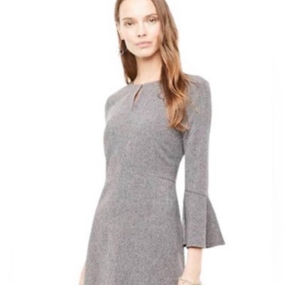 Ann Taylor Gray Bell Sleeve Dress 10